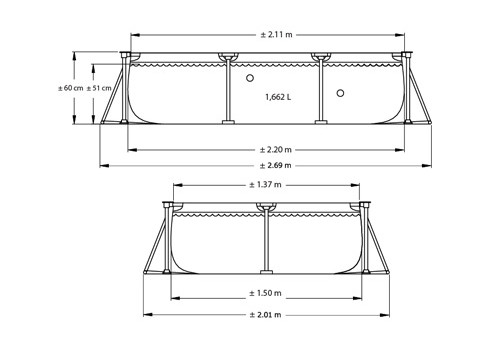 28270 Каркасный бассейн Intex Rectangular Frame Pool, 220х150х60 см 58983