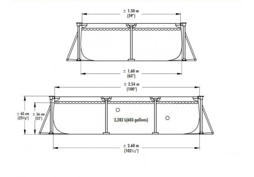 28271 Каркасный бассейн Intex Rectangular Frame Pool, 260 х 160 х 65 см