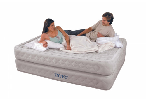 Кровать надувная двуспальная со встроенным насосом 220В 152х203х51см Intex 64464