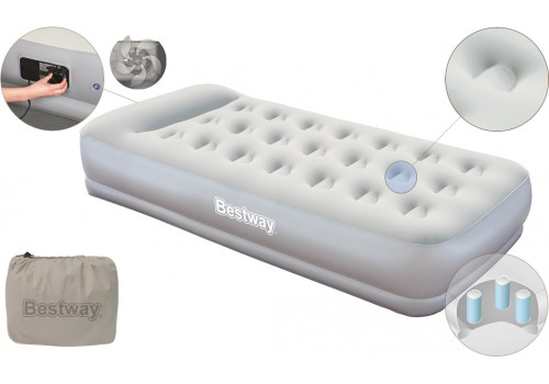 67455 Bestway Надувная кровать Restaira Premium Airbed(single) 191х97х38 см со встроенным насосом