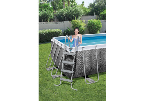 56722 Bestway Прямоугольный каркасный бассейн 412х201х122см+фильтр-насос, лестница