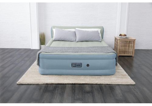 BestWay 69060 Двухспальная надувная кровать 152х229х79см со спинкой, встр.насос