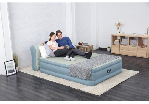 BestWay 69060 Двухспальная надувная кровать 152х229х79см со спинкой, встр.насос