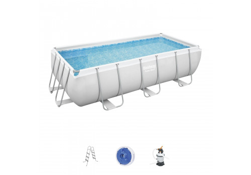56442 Bestway Бассейн каркасный Power Steel, 404 х 201 х 100 см, песочный фильтр-насос, лестница