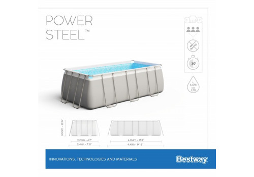 56442 Bestway Бассейн каркасный Power Steel, 404 х 201 х 100 см, песочный фильтр-насос, лестница