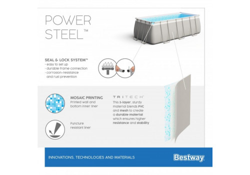 56442 Bestway Бассейн каркасный Power Steel, 404 х 201 х 100 см, песочный фильтр-насос, лестница